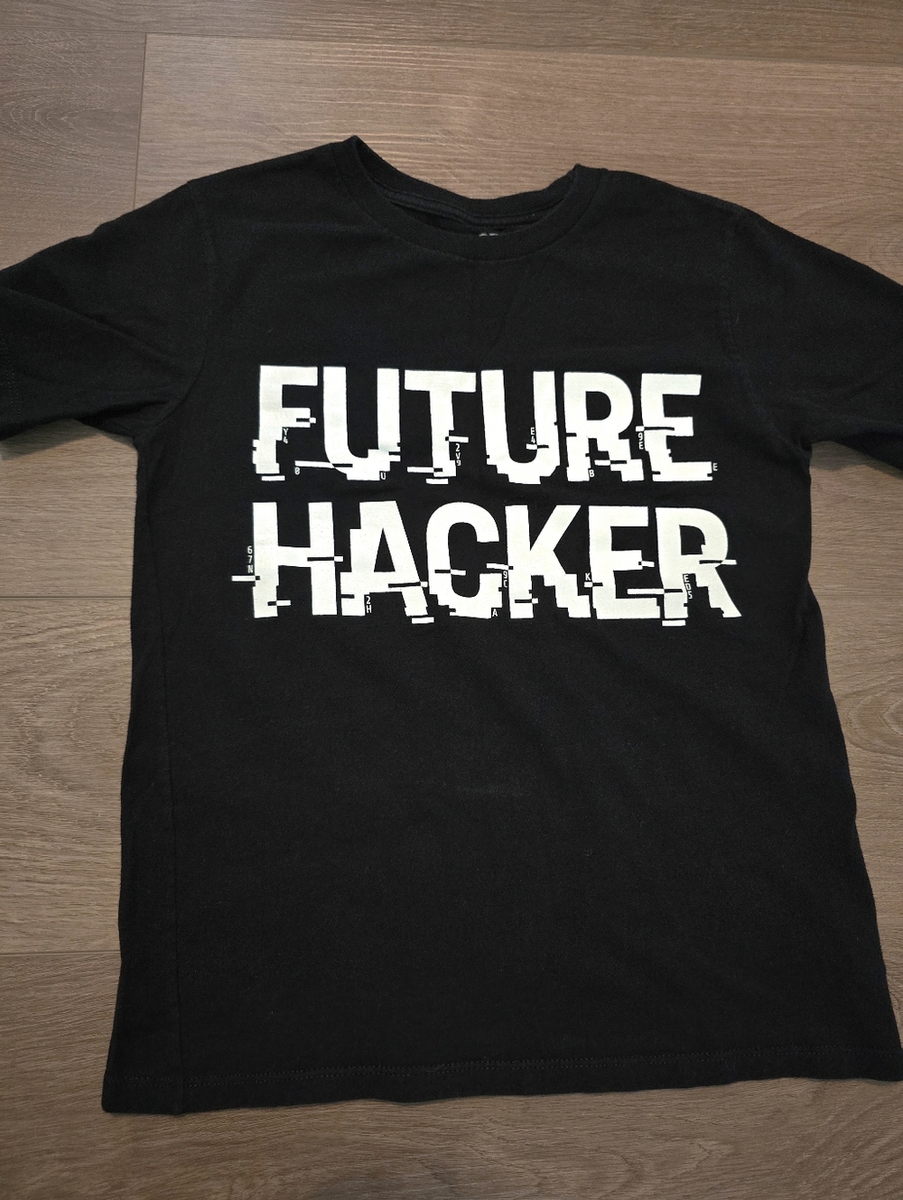 The Children's Place Black Tee with White "FUTURE HACKER" Graphic